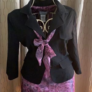 Skirt suit with removable scarf